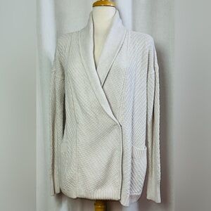 Lululemon Post Practice Cardigan Sz 8 Oatmeal Waffle Knit Shawl Collar Sweater